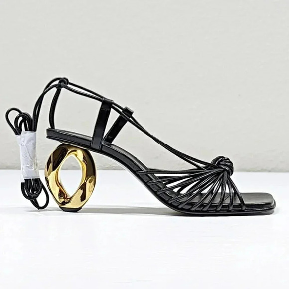 JW Anderson Women's Lamb Ankle Tie Chain High Heel Sandals Size 37 (MSRP $850) - Picture 4 of 12